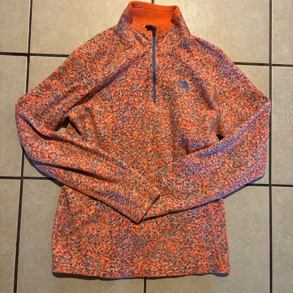The North Face Women's Medium Orange Quarter-Zip Jacket Fleece